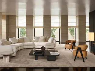 Ernest coffee tables in glossy Moka lacquered by Poliform.