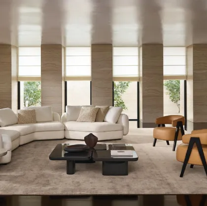 Ernest coffee tables in glossy Moka lacquered by Poliform.