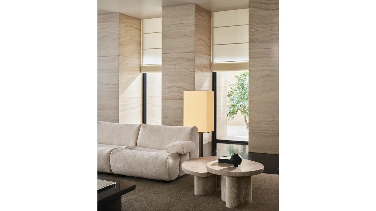 Ernest coffee tables in travertine marble by Poliform