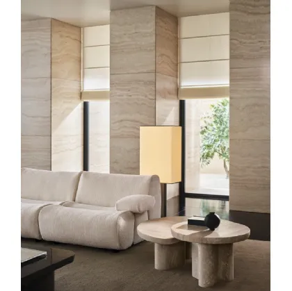 Ernest coffee tables in travertine marble by Poliform