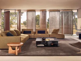 Nara walnut solid wood coffee table by Poliform.