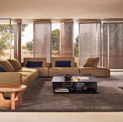 Nara walnut solid wood coffee table by Poliform.