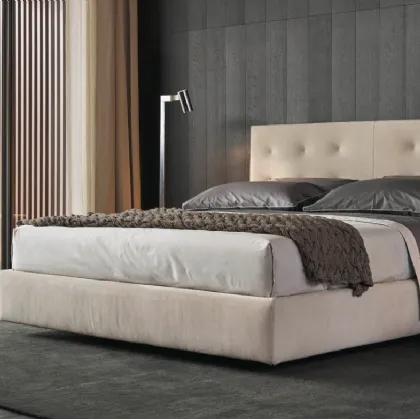 Nabuk leather bed with quilted headboard Arca by Poliform