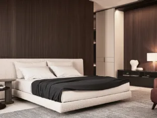 Fabric bed with Yume headboard by Poliform.
