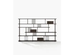 Partition bookcase Tess in black elm by Poliform.