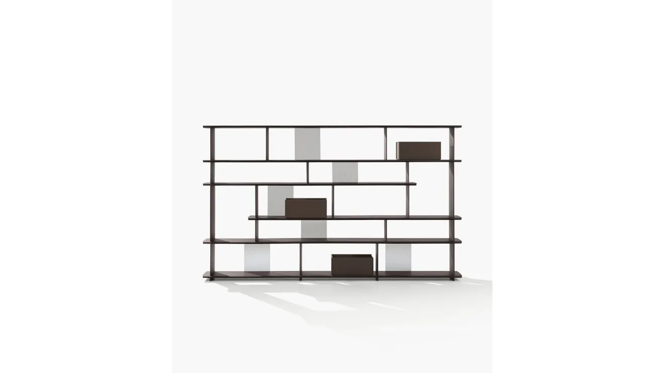 Partition bookcase Tess in black elm by Poliform.