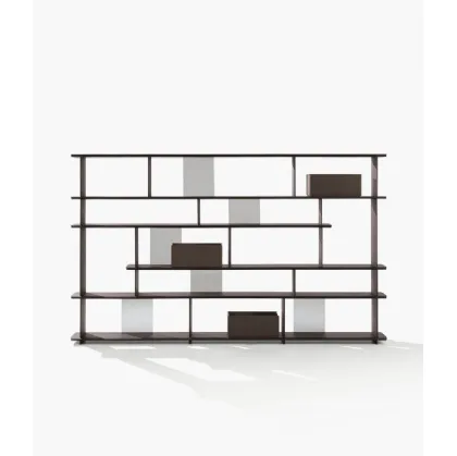 Partition bookcase Tess in black elm by Poliform.