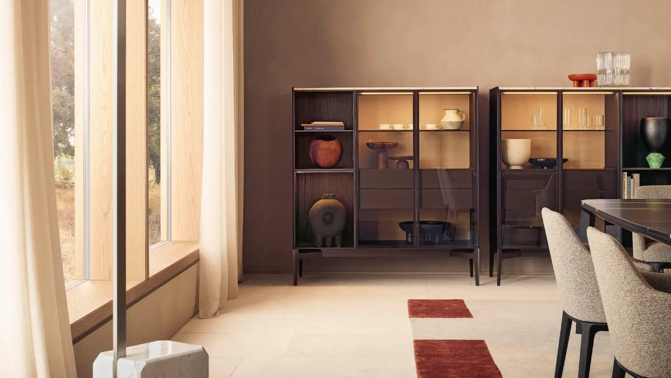 Poliform wooden sideboard/display cabinet Code Vetrina