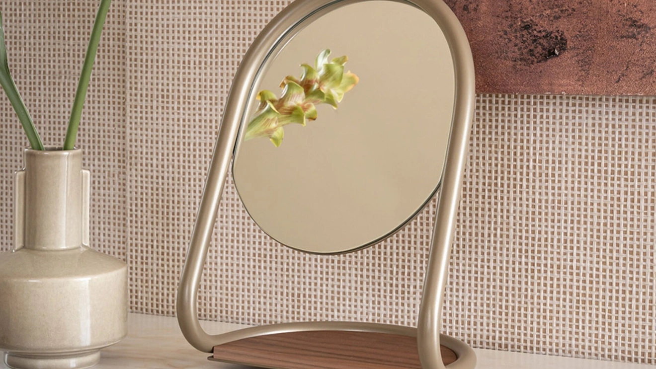 Florence table mirror with metal frame by Riflessi