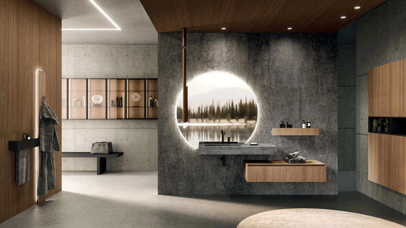 360Gradi 02 Wall-Mounted Bathroom Cabinet in Arrital Oak