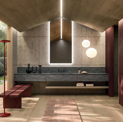 360Gradi 04 Wall-Mounted Bathroom Cabinet in Corian by Arrital