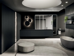 360Gradi 07 Wall-Mounted Bathroom Cabinet in Black Lacquered Oak by Arrital