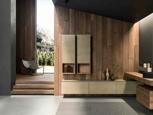 360Gradi_Concept_03 Wall-Mounted Bathroom Cabinet in Wood and Oxidized Lacquer by Altamarea
