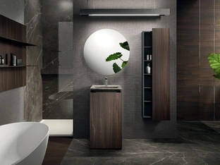Floor-standing Lympha 09 bathroom cabinet in Arrital oak