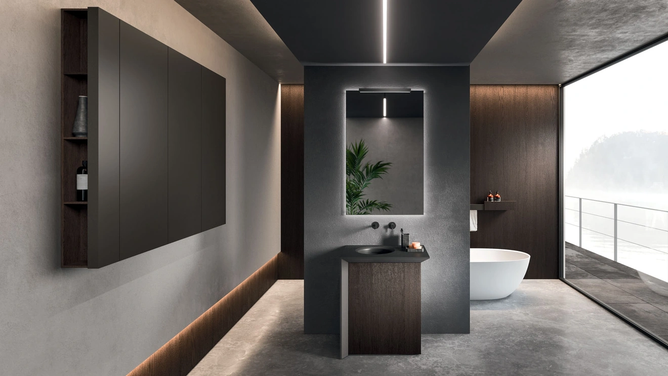 Floor-standing Bathroom Cabinet Modo Project 01 in Dark Oak by Arrital