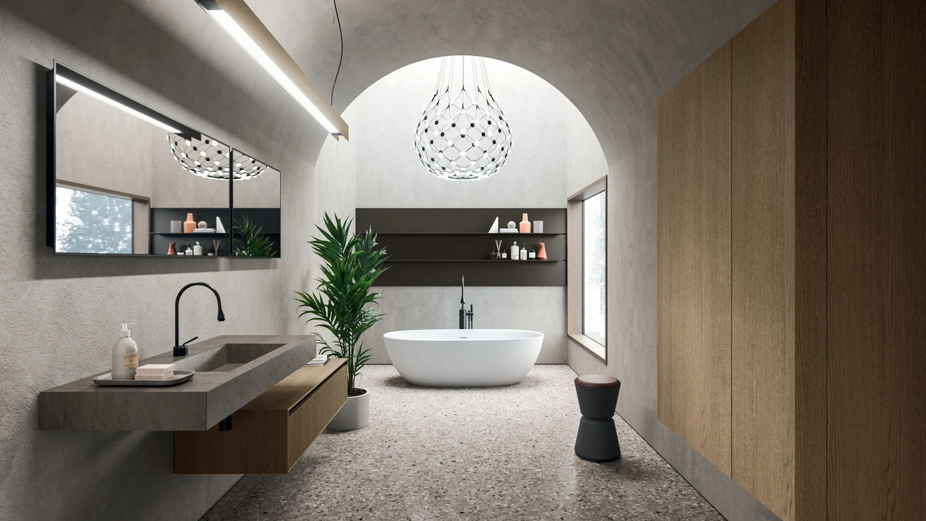 Wall-mounted Bathroom Cabinet Modo Project 05 in Arrital Oak