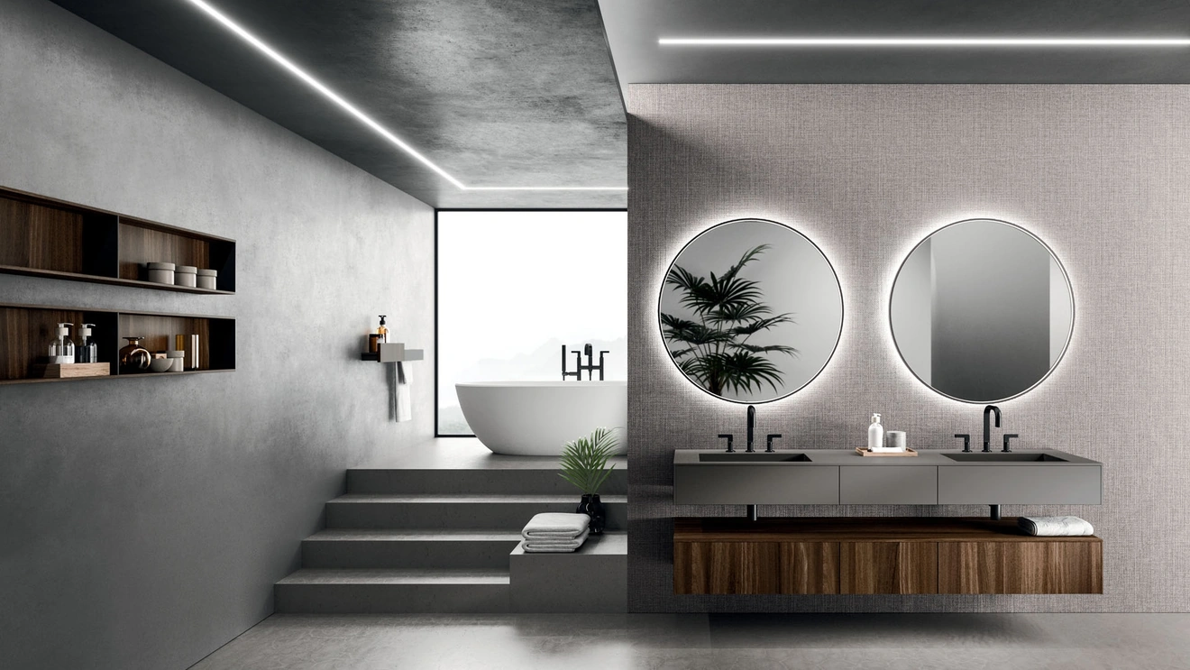 Wall-mounted Bathroom Cabinet Modo Project 06 in Arrital Oak