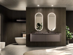 Arrital Modo Project 08 Wall-Mounted Bathroom Cabinet in Metal Brown Lacquered Finish