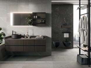 Wall-mounted Bathroom Cabinet Modo Project 09 in Cocoa Oak by Arrital