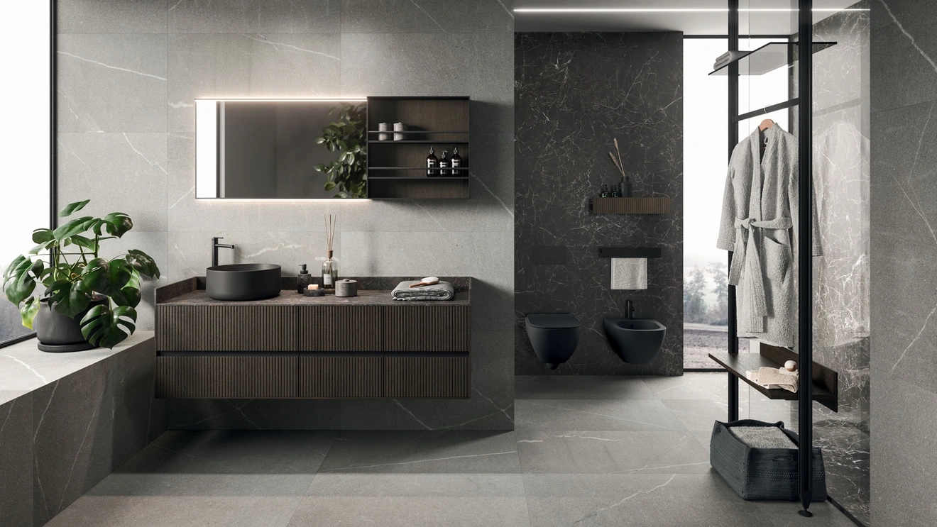Wall-mounted Bathroom Cabinet Modo Project 09 in Cocoa Oak by Arrital