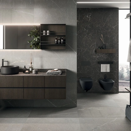 Wall-mounted Bathroom Cabinet Modo Project 09 in Cocoa Oak by Arrital