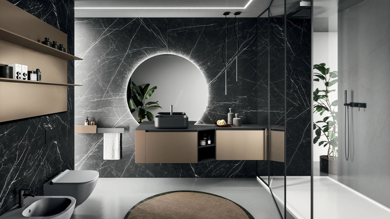 Modo Project 12 Wall-Mounted Bathroom Cabinet in Bronze Technometal by Arrital