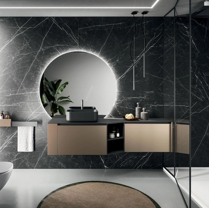 Modo Project 12 Wall-Mounted Bathroom Cabinet in Bronze Technometal by Arrital