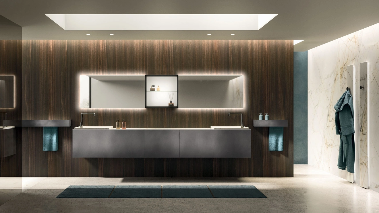 Must 01 Wall-mounted Bathroom Cabinet in Metallic Steel Lacquered by Arrital