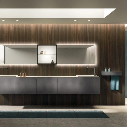 Must 01 Wall-mounted Bathroom Cabinet in Metallic Steel Lacquered by Arrital