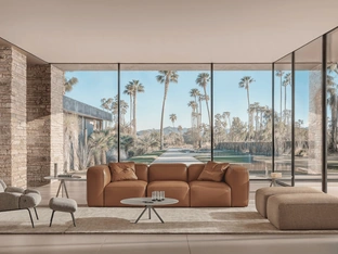 Bangle leather linear sofa by Busnelli