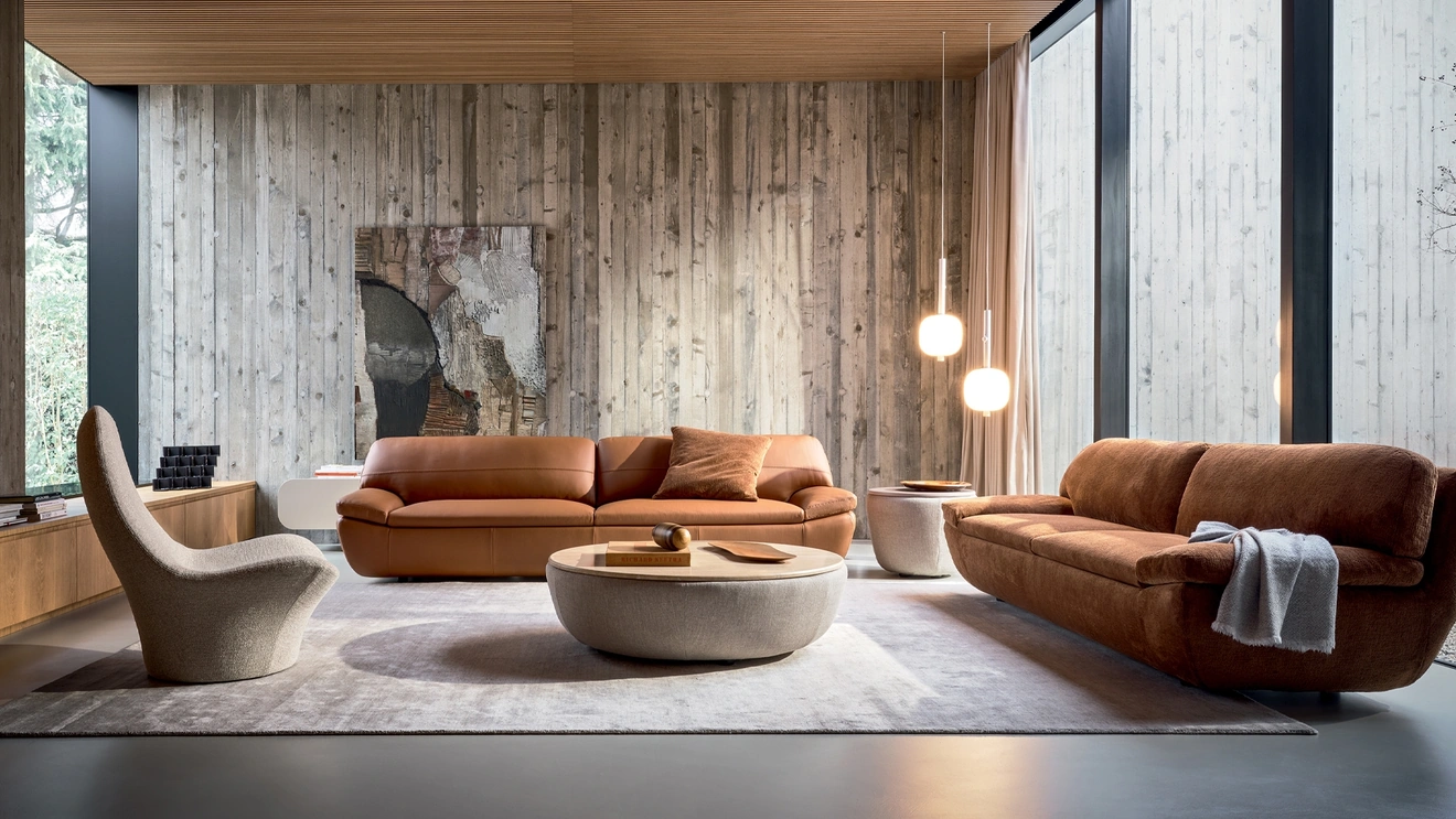 Linear sofa in fabric or leather Deck by Ditre Italia