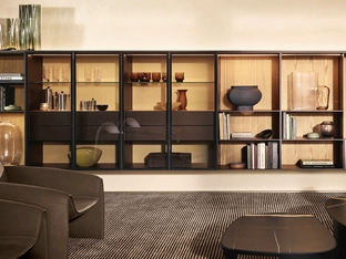 Code floating bookcase by Poliform