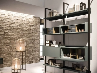 Wall-mounted Vertical bookcase in aluminum and lacquered finish by Arrital