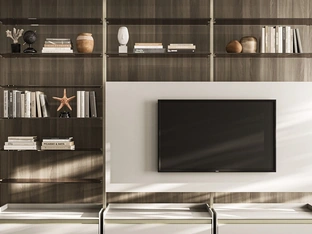 Vertical bookcase in aluminum and glass by Arrital
