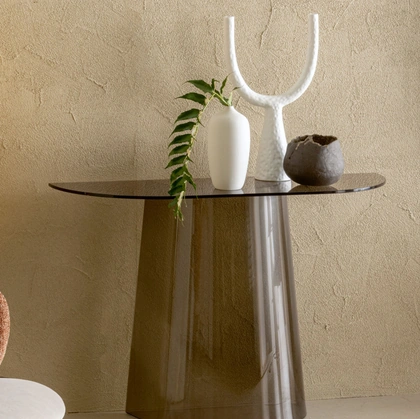Opera transparent bronze glass entrance console by Riflessi