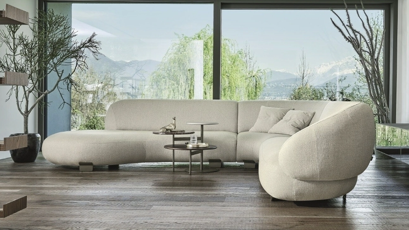Fabric sofa with peninsula Pacific by Ditre Italia.