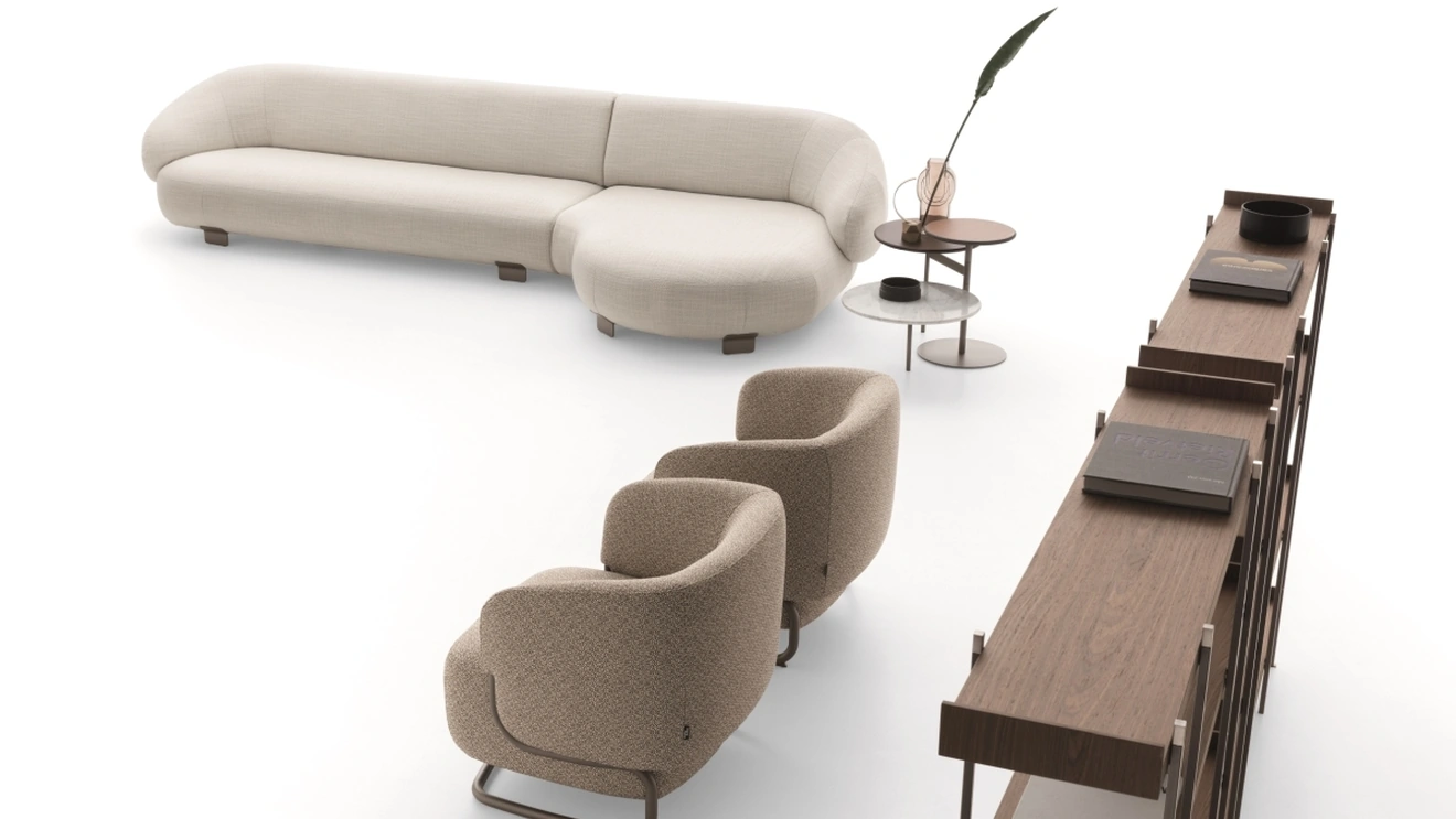 Fabric sofa with chaise longue Pacific by Ditre Italia