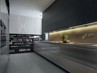 My Planet Linear Design Kitchen in Poliform Steel
