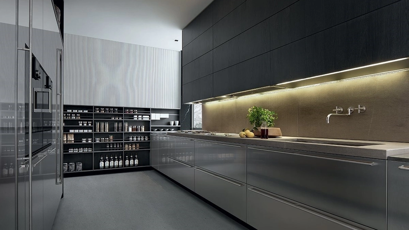 My Planet Linear Design Kitchen in Poliform Steel