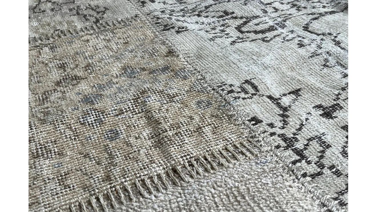 Beige Patchwork Wool and Cotton Rug by Carpet Edition