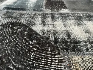 Patchwork Black Wool and Cotton Rug by Carpet Edition.