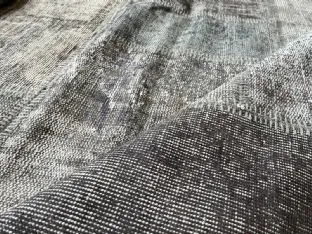 Patchwork Light Grey Wool and Cotton Carpet by Carpet Edition