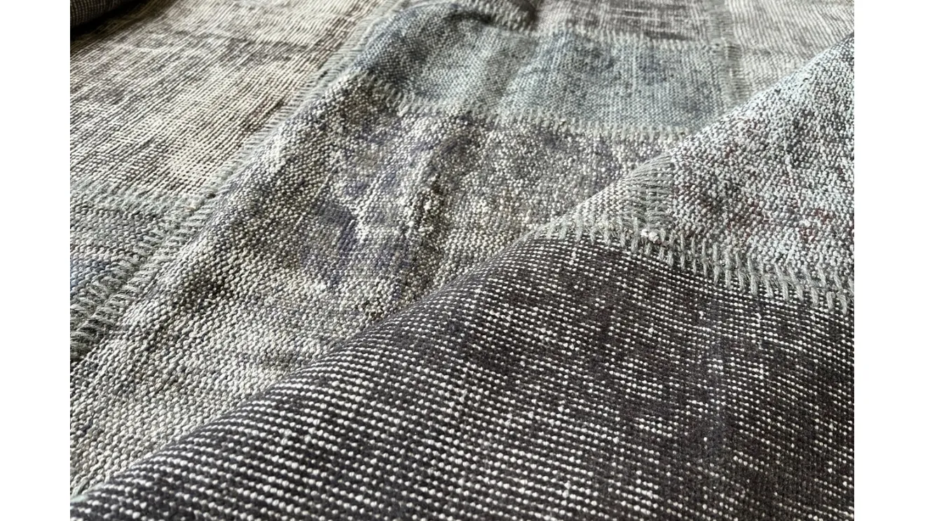 Patchwork Light Grey Wool and Cotton Carpet by Carpet Edition