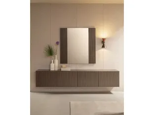 Onda Mirror with fluted wooden frame by Riflessi