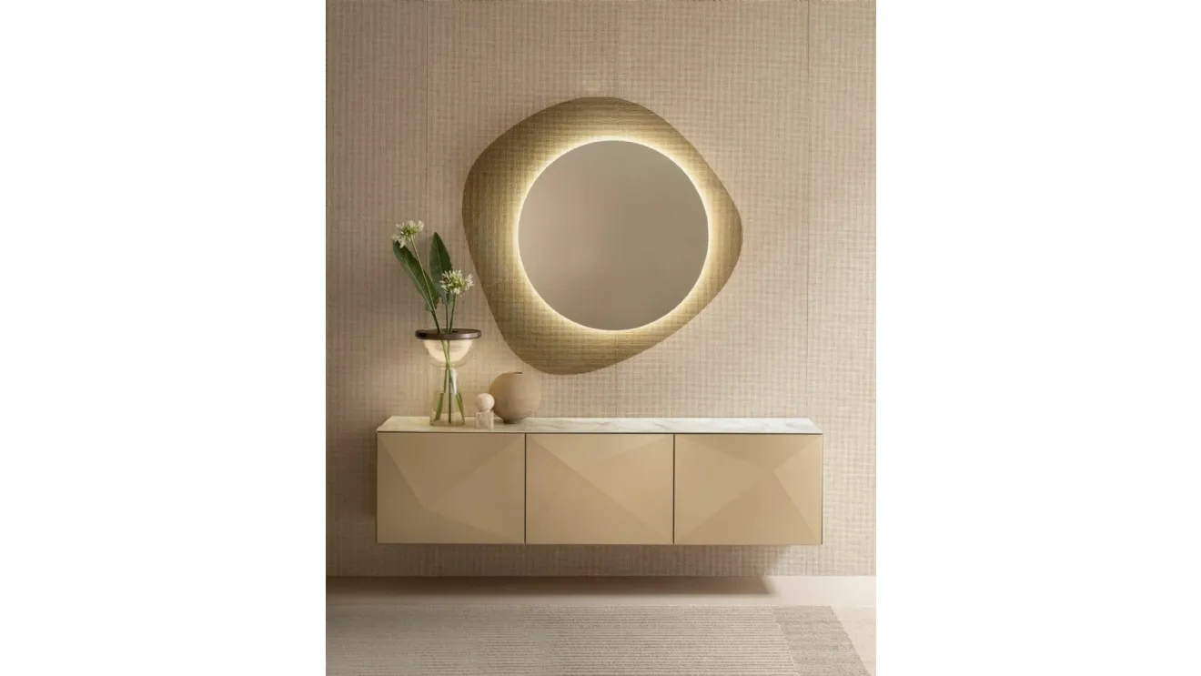 Sun Mirror in bronze-tinted crystal by Riflessi