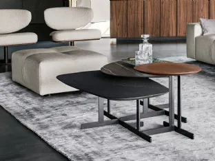 Stackable Kumo coffee tables in wood or marble by Bonaldo.