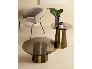 Kono coffee table in transparent bronzed glass by Riflessi