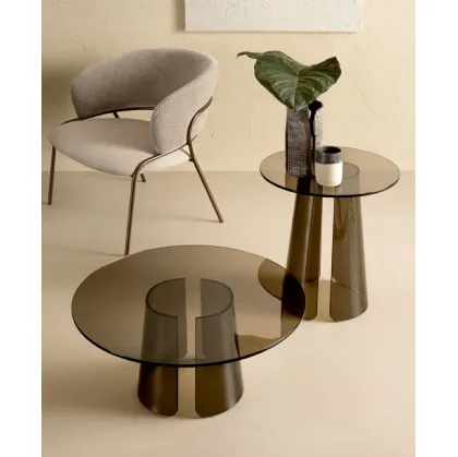 Kono coffee table in transparent bronzed glass by Riflessi