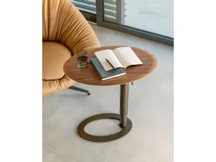 Adjustable height Tek coffee table with wooden top by Riflessi.