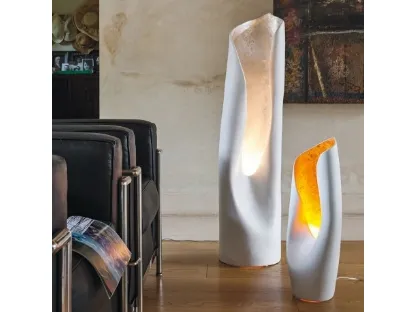 Calla ceramic lamp with gold or silver leaf interior by Adriani and Rossi